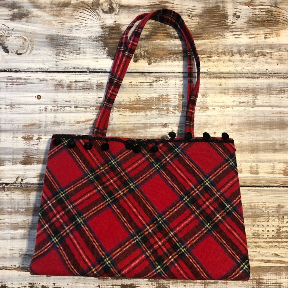 Holiday Wool Plaid Tote (large) never used